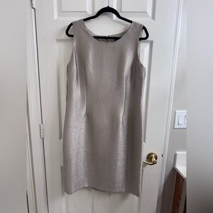 Anne Klein Metallic Gold Sleeveless Dress with matching Duster Jacket Size 14